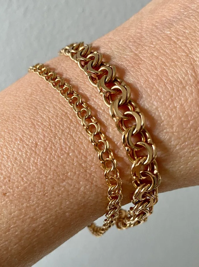 Dainty 18k double-link solid gold bracelet - Avesta, Sweden 1960