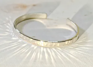 Dainty hammered sterling silver cuff bracelet