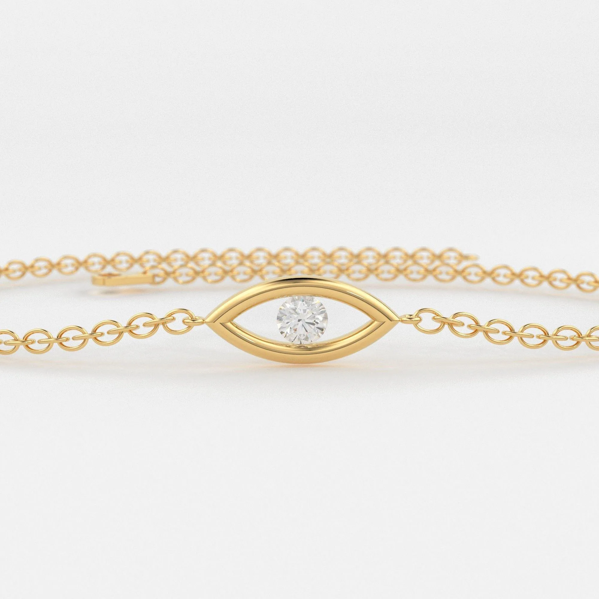 Diamond Bracelet / Evil Eye Diamond Bracelet in 14k Gold / Good Luck Charm Bracelet / Friendship Bracelet / Protection Charm / Charm Jewelry