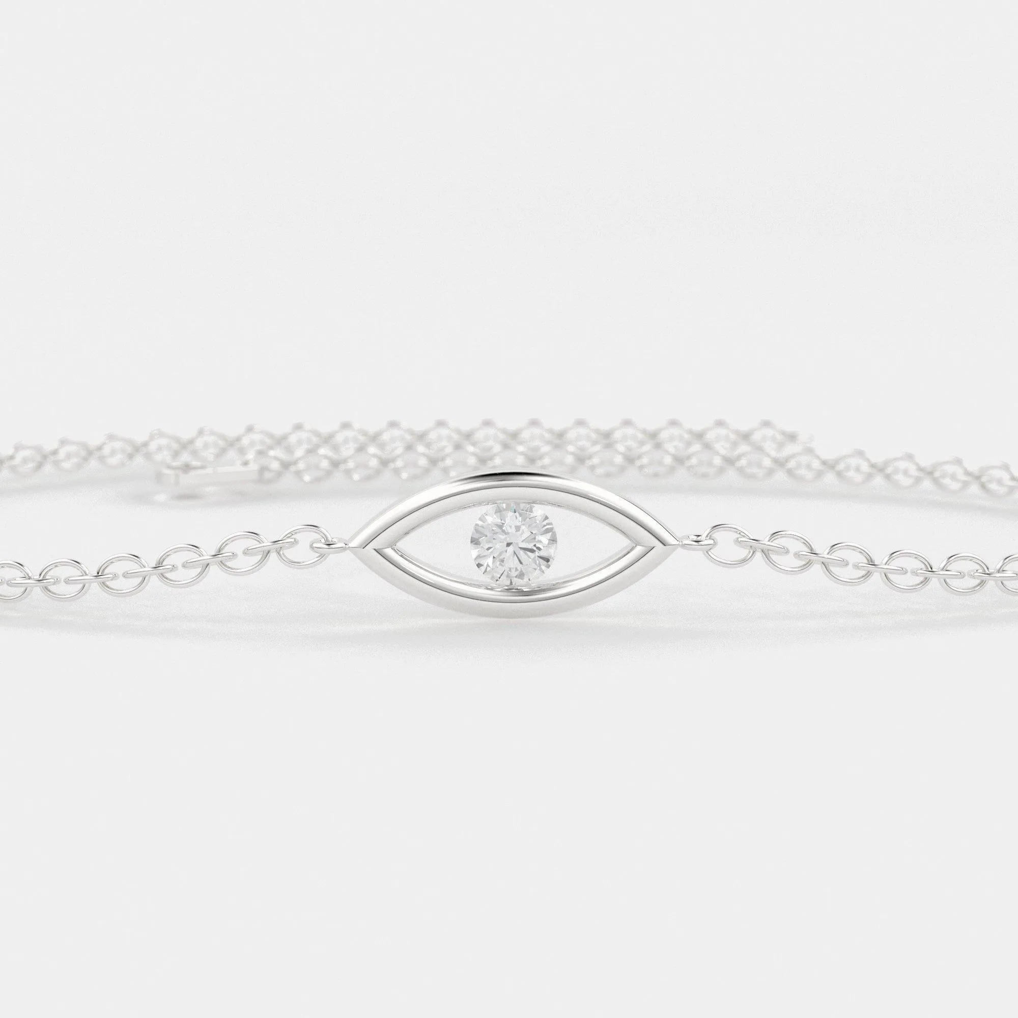 Diamond Bracelet / Evil Eye Diamond Bracelet in 14k Gold / Good Luck Charm Bracelet / Friendship Bracelet / Protection Charm / Charm Jewelry