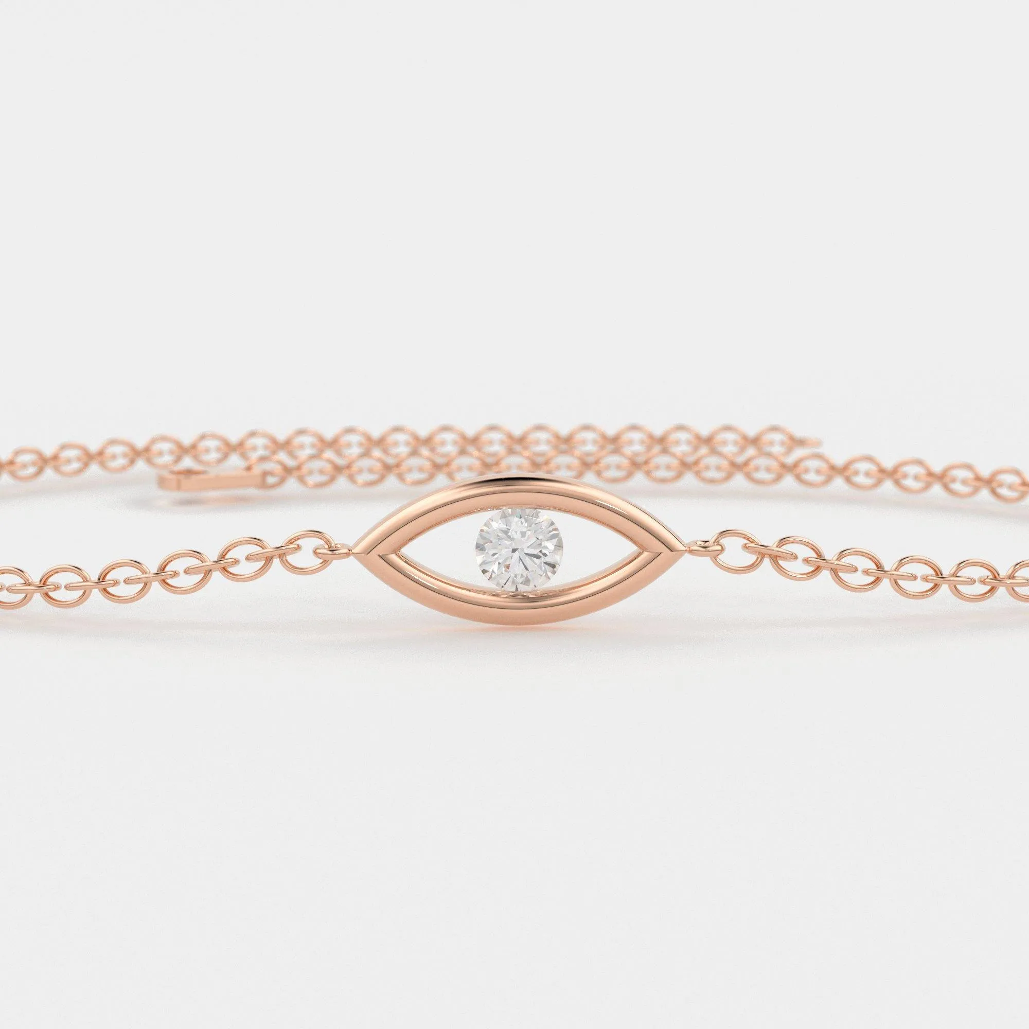 Diamond Bracelet / Evil Eye Diamond Bracelet in 14k Gold / Good Luck Charm Bracelet / Friendship Bracelet / Protection Charm / Charm Jewelry