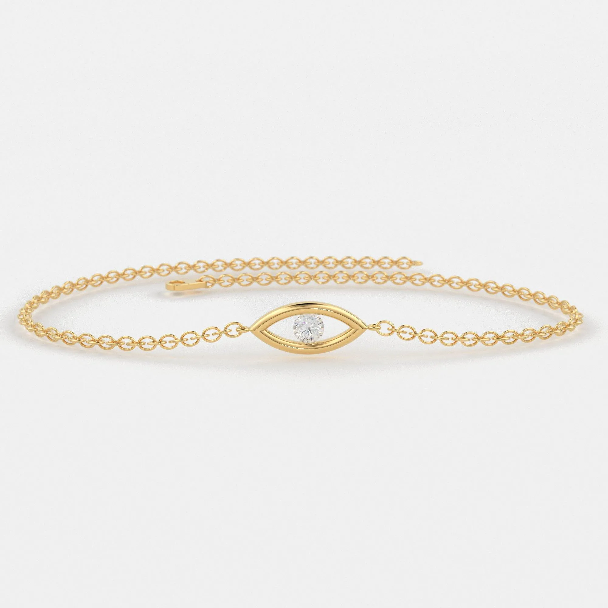 Diamond Bracelet / Evil Eye Diamond Bracelet in 14k Gold / Good Luck Charm Bracelet / Friendship Bracelet / Protection Charm / Charm Jewelry