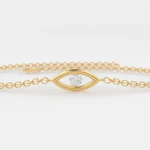 Diamond Bracelet / Evil Eye Diamond Bracelet in 14k Gold / Good Luck Charm Bracelet / Friendship Bracelet / Protection Charm / Charm Jewelry