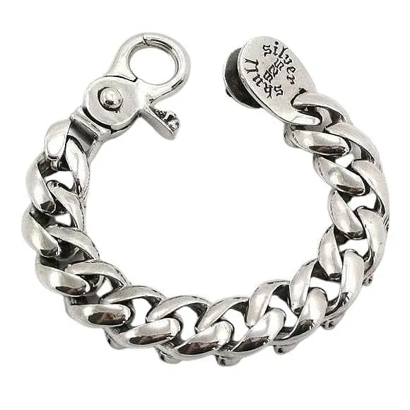 Diamond Skull Sterling Silver Biker Bracelet