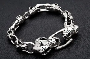 Dinosaur Skull Bone Sterling Silver Bracelet