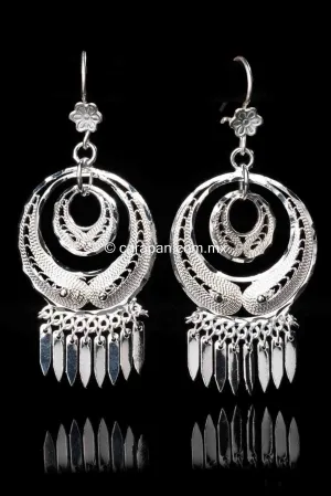 Double Circle Earrings Mexican Sterling Silver Filigree From Taxco .925