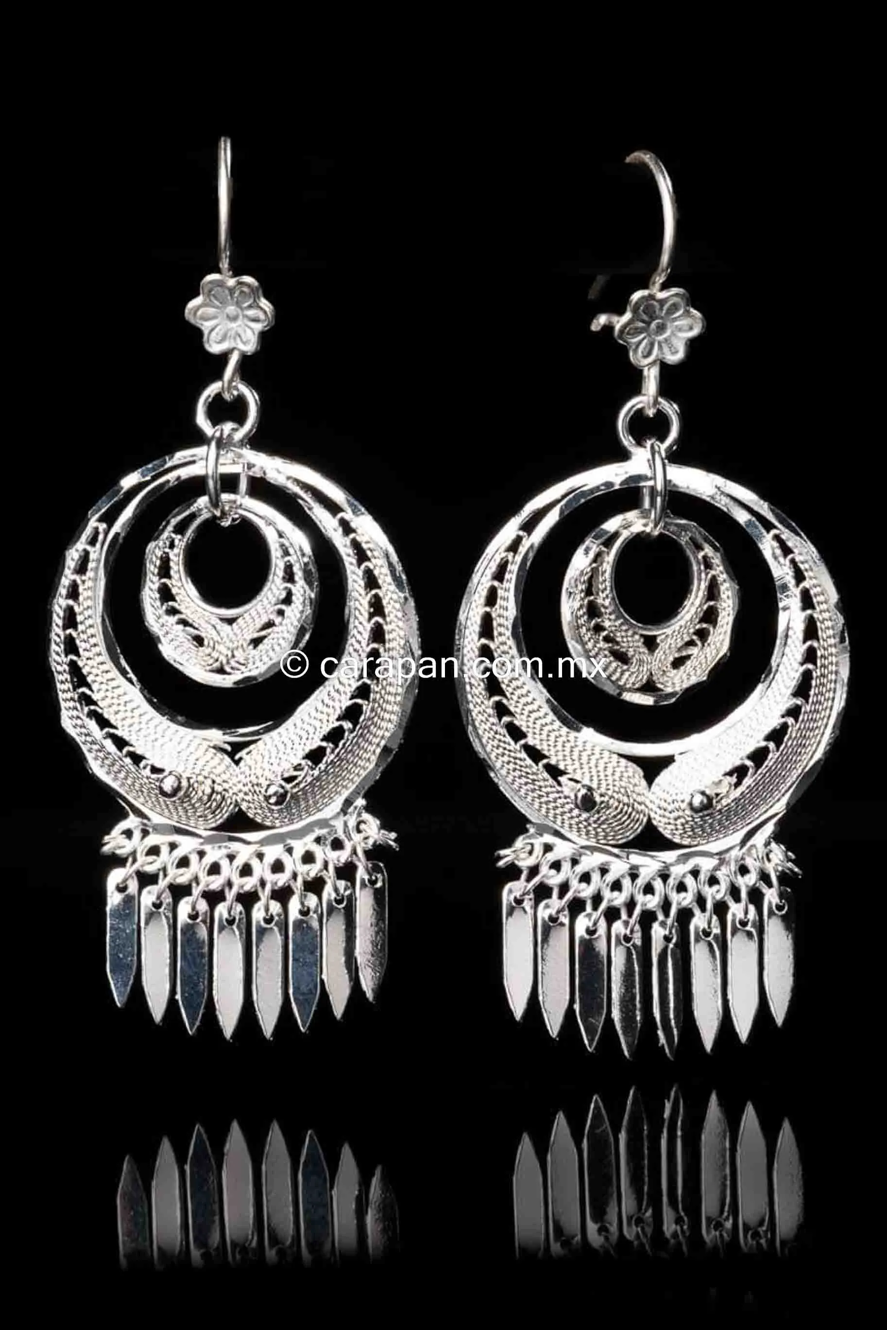 Double Circle Earrings Mexican Sterling Silver Filigree From Taxco .925