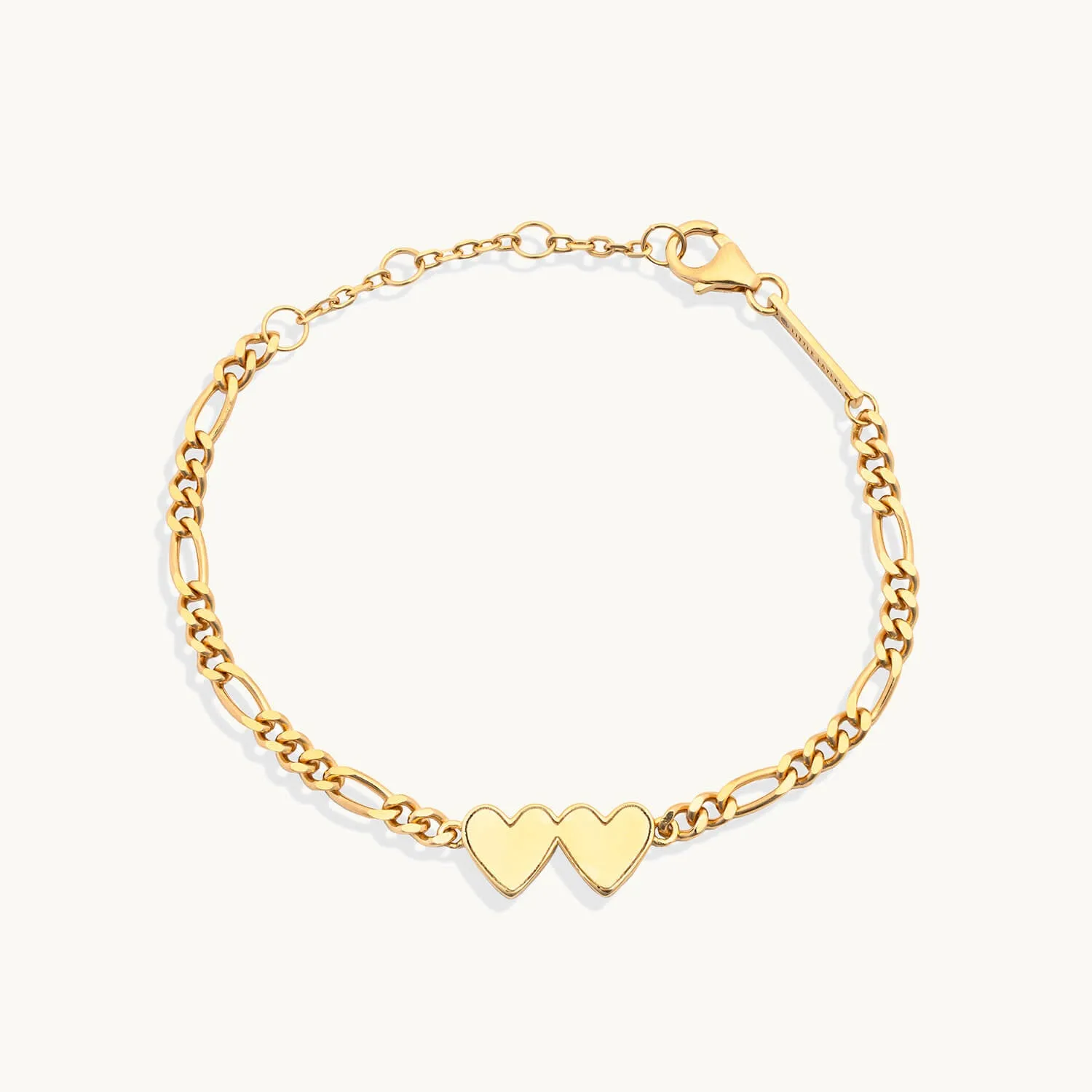 Double Heart Engravable Bracelet (Gold)