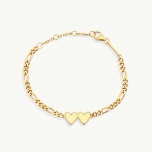 Double Heart Engravable Bracelet (Gold)