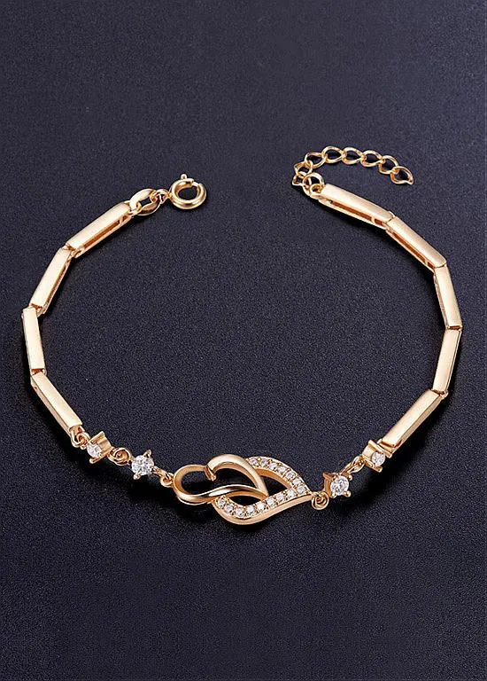 Double Hearts 18K Gold Plated Bracelet