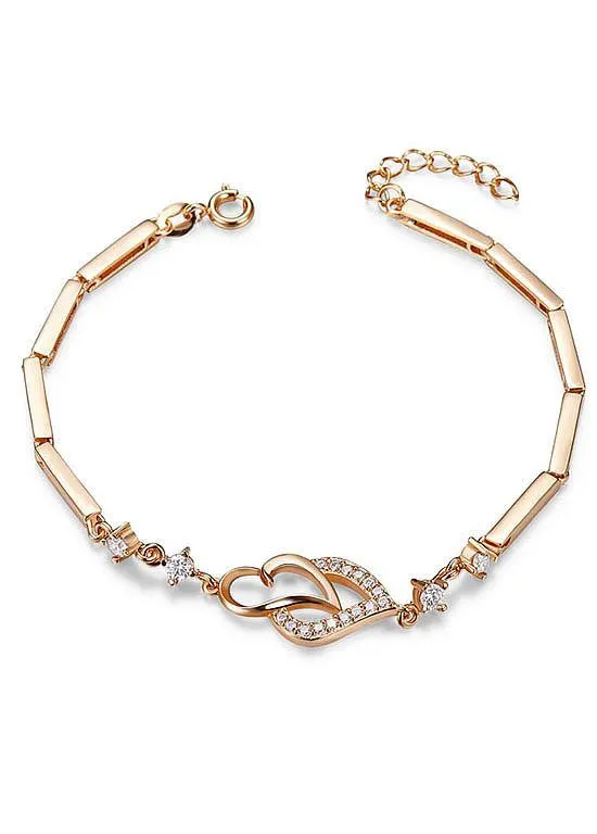 Double Hearts 18K Gold Plated Bracelet