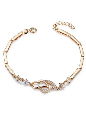 Double Hearts 18K Gold Plated Bracelet