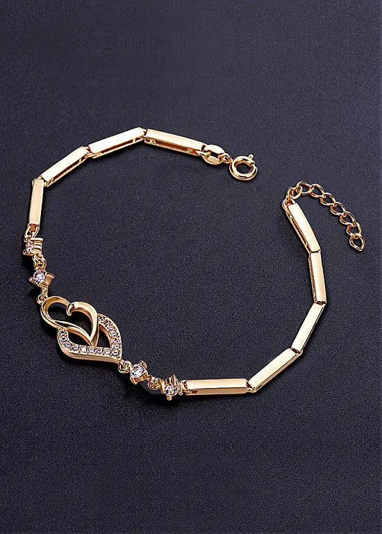 Double Hearts 18K Gold Plated Bracelet