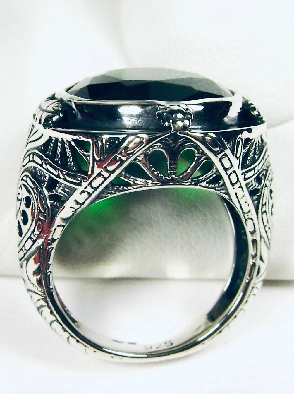 Emerald Ring, Large Oval Ring, Victorian Jewelry Design#D2