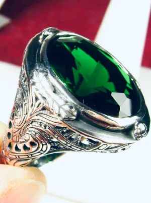 Emerald Ring, Large Oval Ring, Victorian Jewelry Design#D2