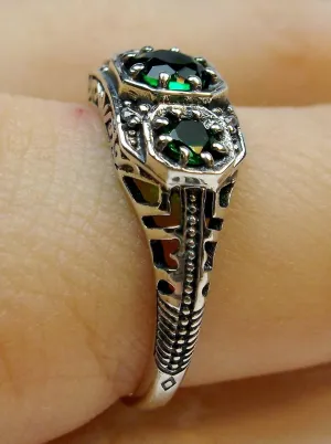 Emerald Ring, Simulated or Natural Gem, Art Deco Jewelry #D161