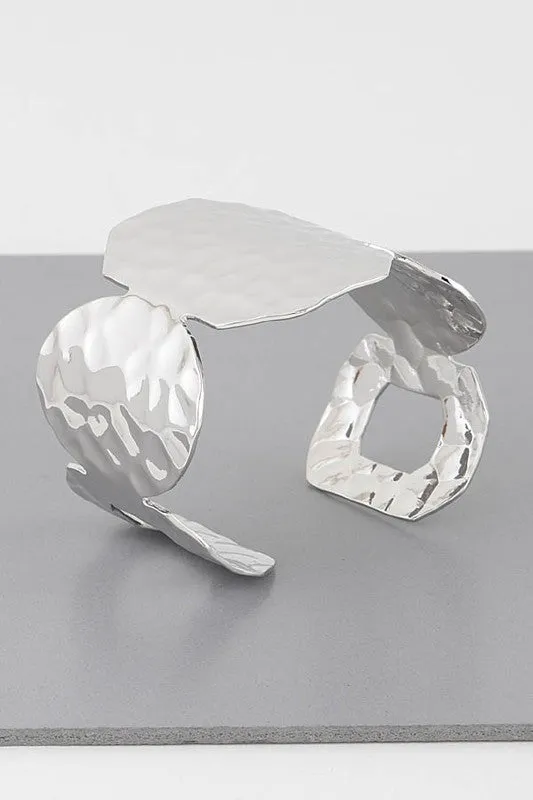 Engraved wide cuff silver bracelet