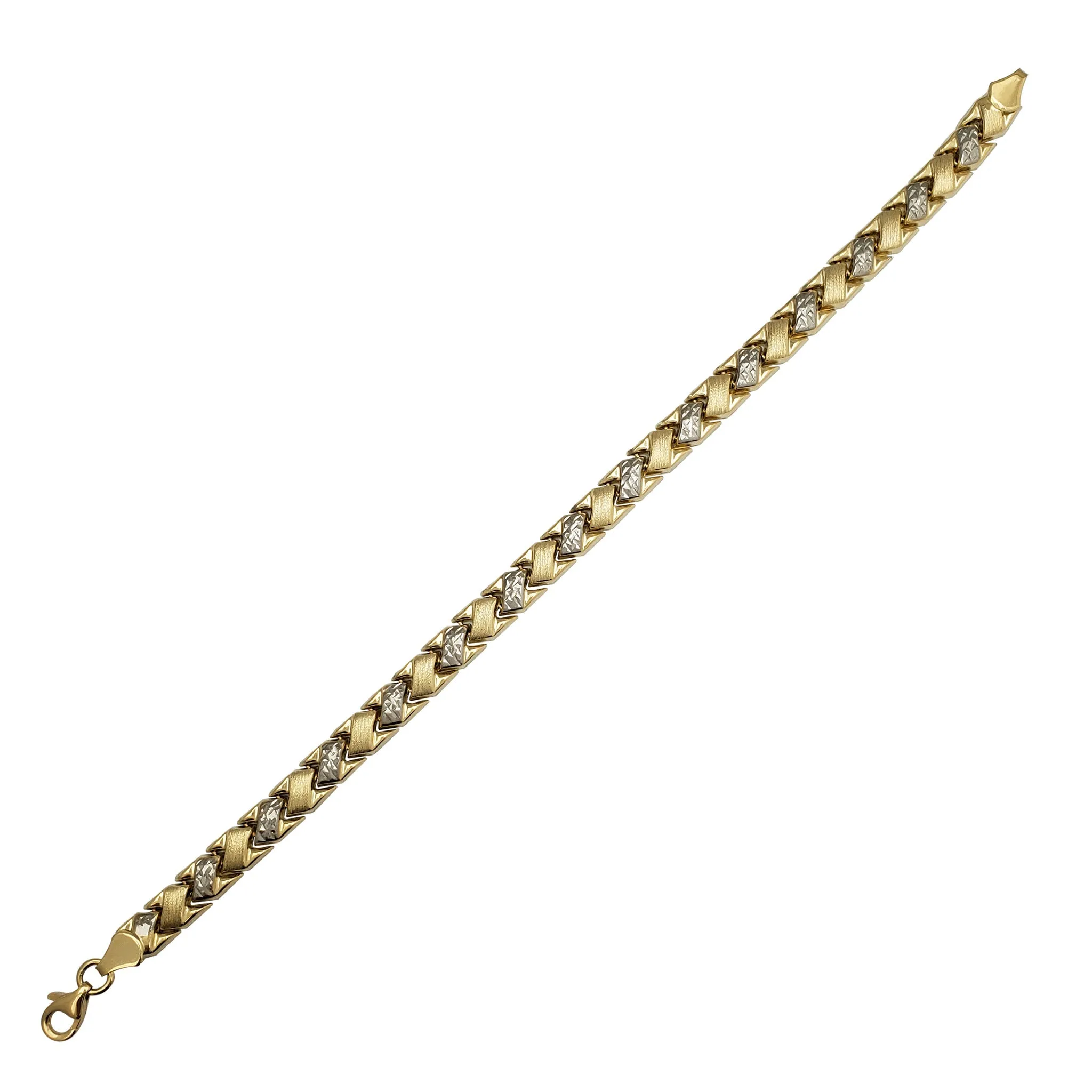 Faceted & Brushed-Finish Fancy Bracelet (14K)