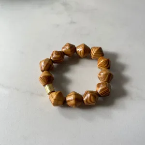 Faithful Then & Now Wood-Bead Bracelet in Honey