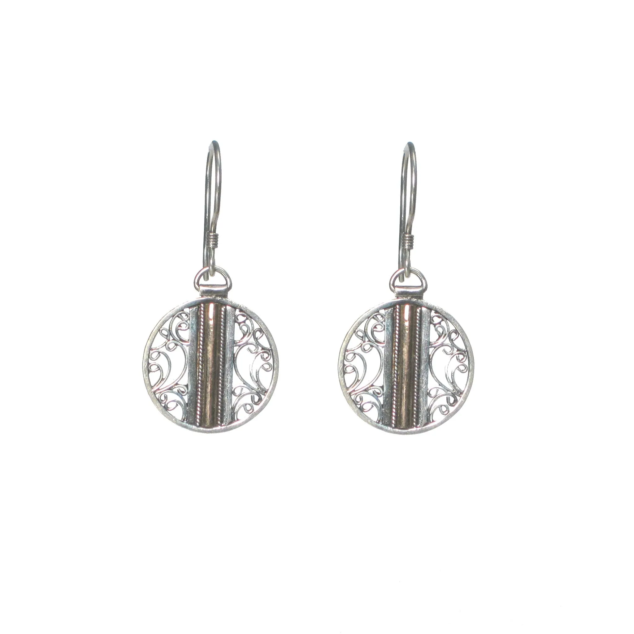 Filigree Circle with Rose Gold Detail Dangle Earring