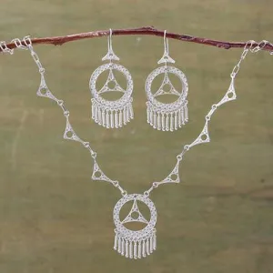 Filigree Earrings and Necklace 'Peace' Jewelry Set