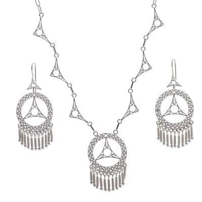 Filigree Earrings and Necklace 'Peace' Jewelry Set