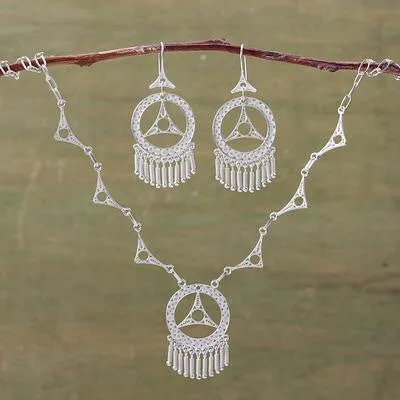 Filigree Earrings and Necklace 'Peace' Jewelry Set