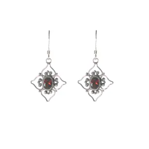 Filigree Flower with Stone Dangle Earring - Multiple Stones Available