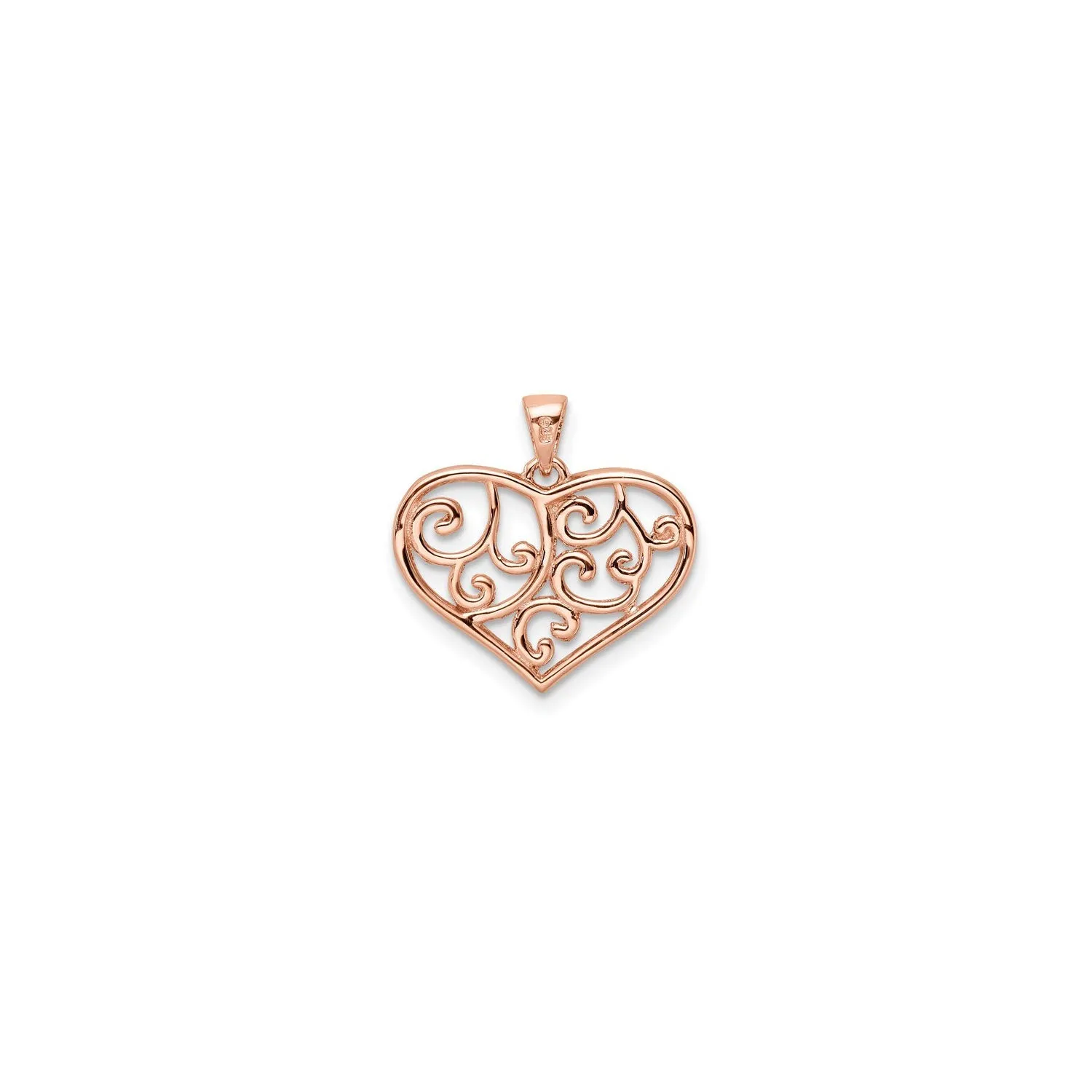 Filigree Pink Heart Pendant (Silver)