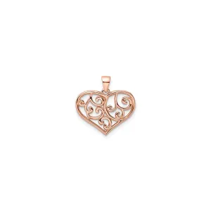 Filigree Pink Heart Pendant (Silver)