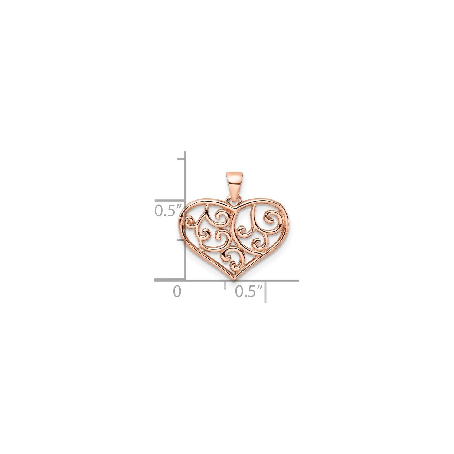Filigree Pink Heart Pendant (Silver)