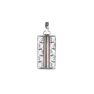 Filigree Rectangle with Rose Gold Detail Pendant