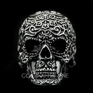 Filigree Skull Silver Ring