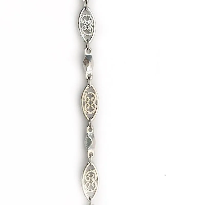 Filigree Station Link Silver Chain by the Inch (#3042)