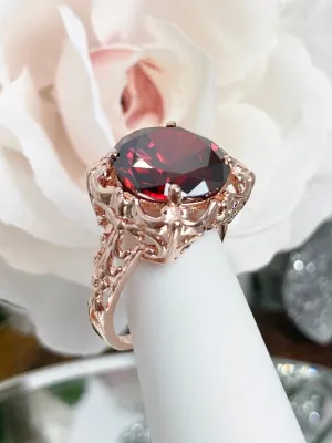 Garnet Cubic Zirconia (CZ) Victorian Rose Gold plated Ring #D103