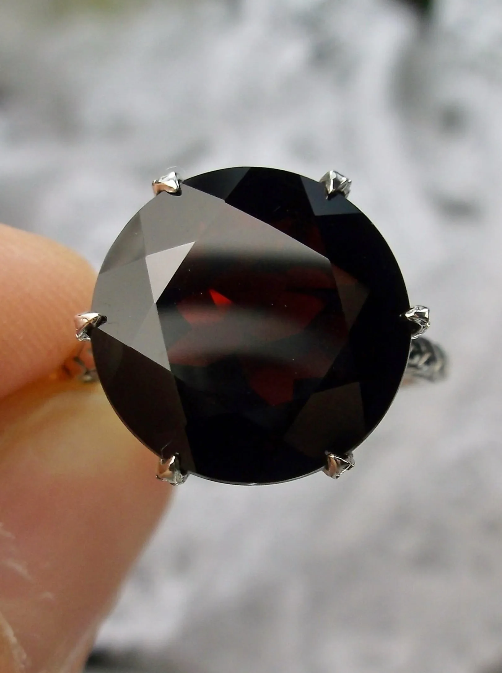Garnet Ring, Gold or Silver, Natural Gemstone Classic Solitaire #D37