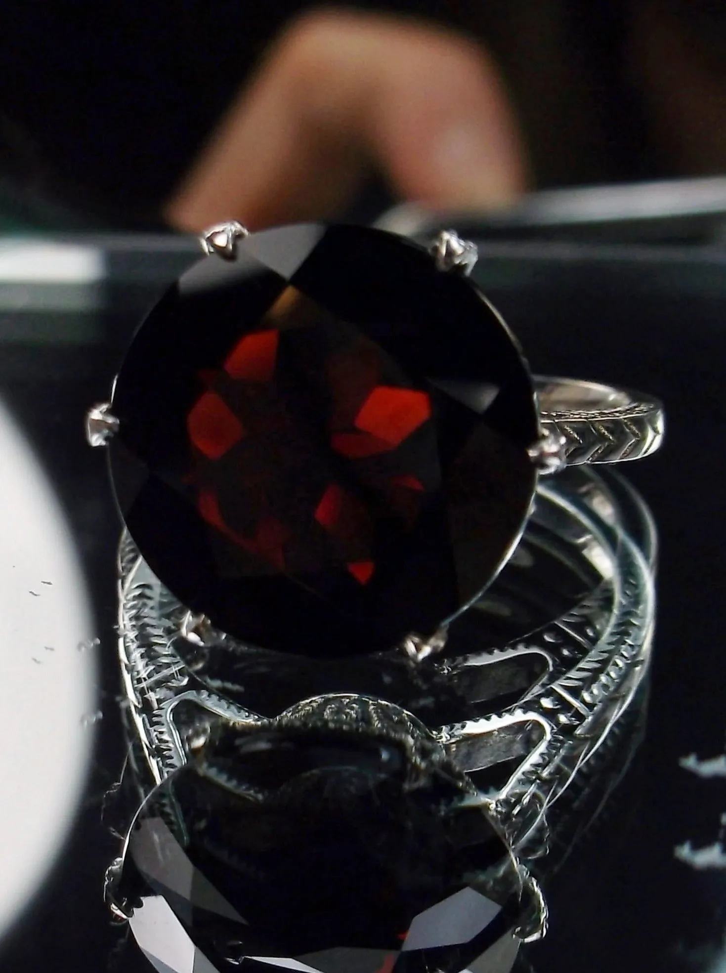 Garnet Ring, Gold or Silver, Natural Gemstone Classic Solitaire #D37