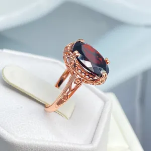 Garnet Ring, Rose Gold, Natural Gemstone, Edwardian Antique Reproduction Jewelry#D70z