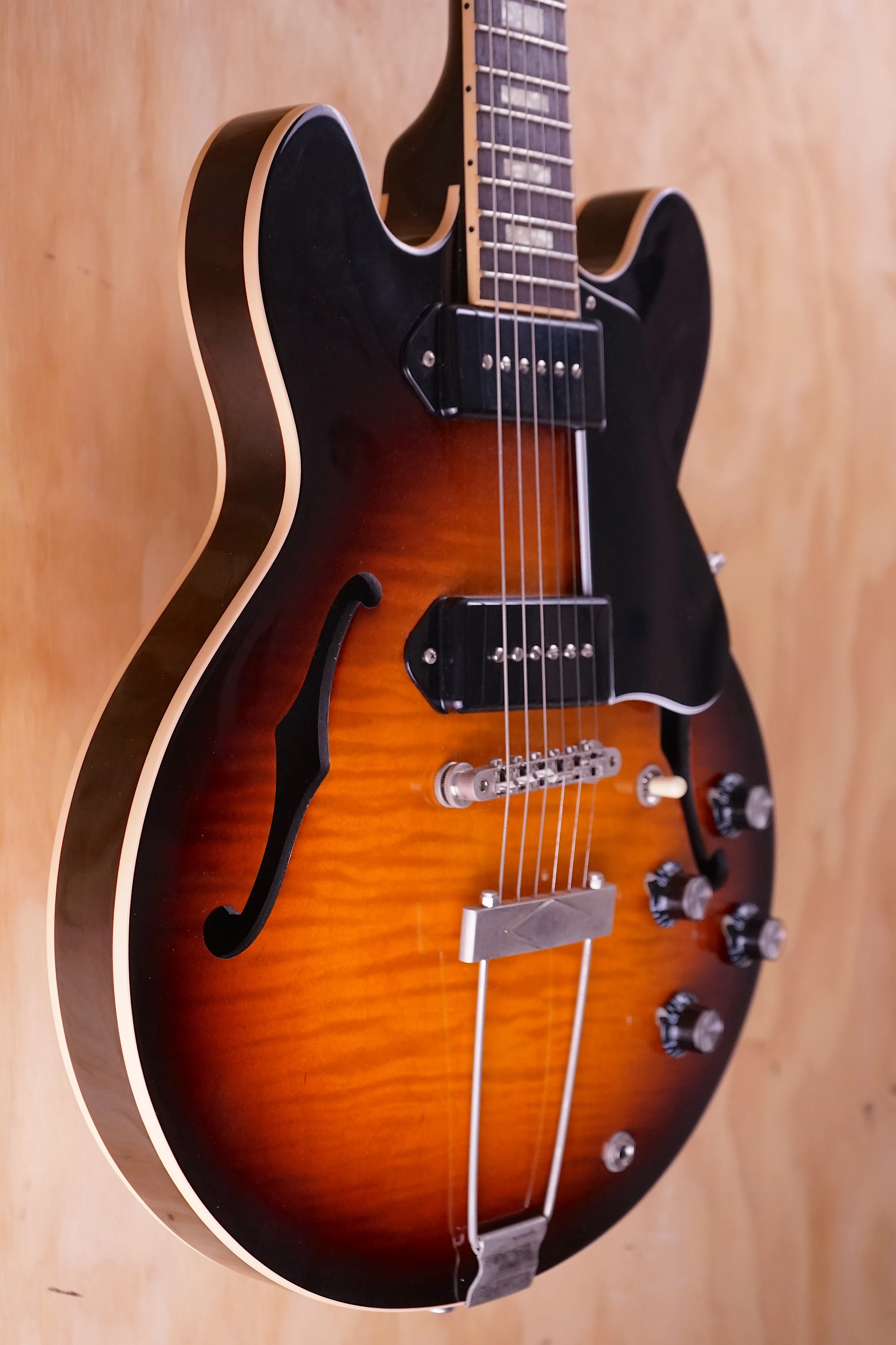 Gibson ES-390 with P90s in Sunburst Flame Top, (Used Comm)