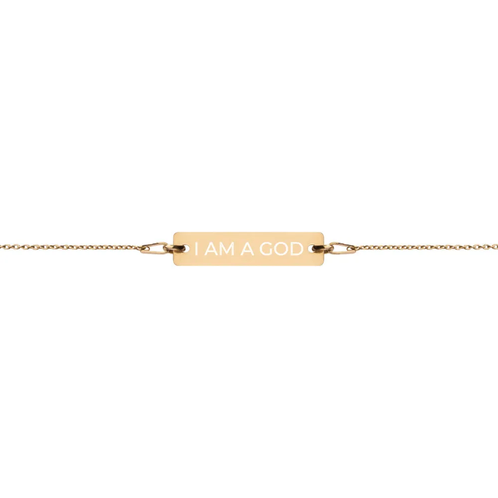 GOD Engraved Bar Chain Bracelet