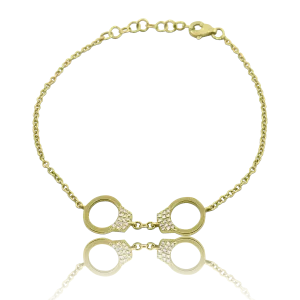 Gold and Diamond Handcuff Bracelet