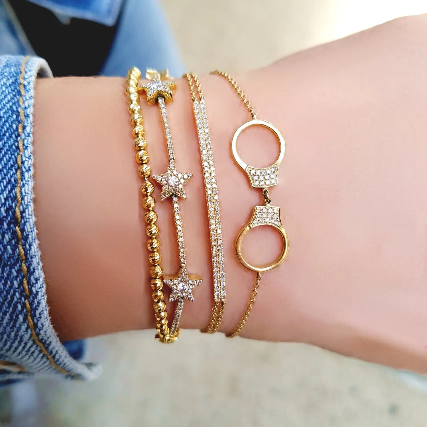 Gold and Diamond Handcuff Bracelet
