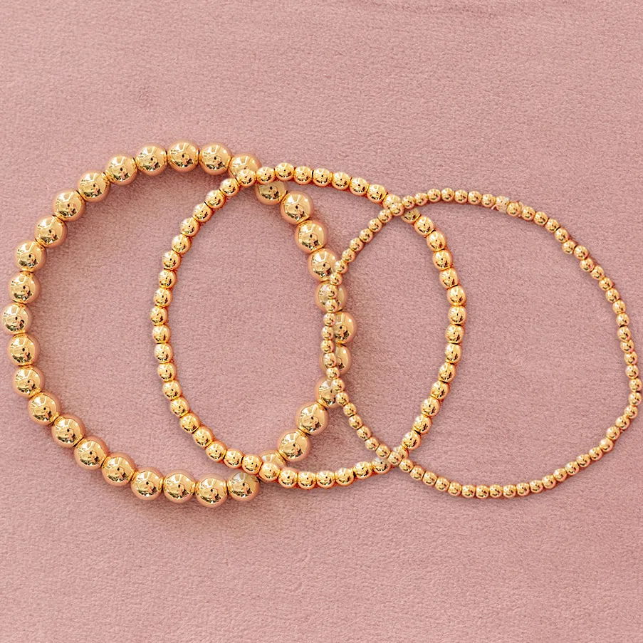 Gold Beaded Bracelet Trio