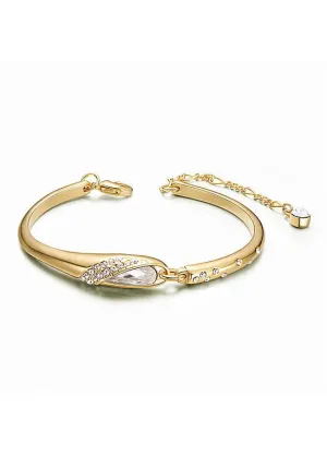 Gold Bracelet Micro Pave Zirconia Wing with White Austrian Crystal