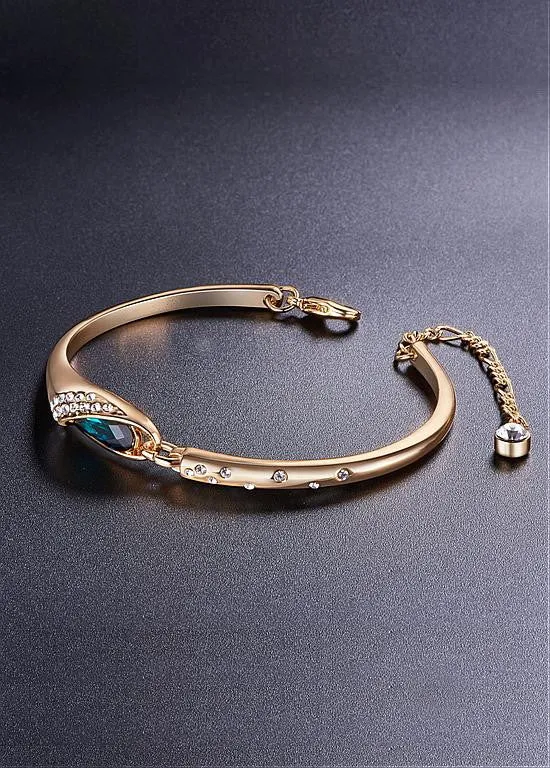 Gold Bracelet Micro Pave Zirconia Wing with White Austrian Crystal