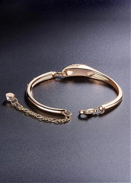 Gold Bracelet Micro Pave Zirconia Wing with White Austrian Crystal