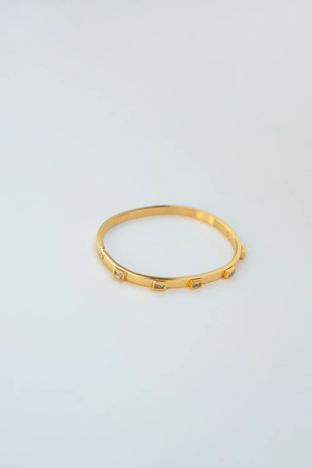 Gold CZ Bezel Set Stacking Bracelet