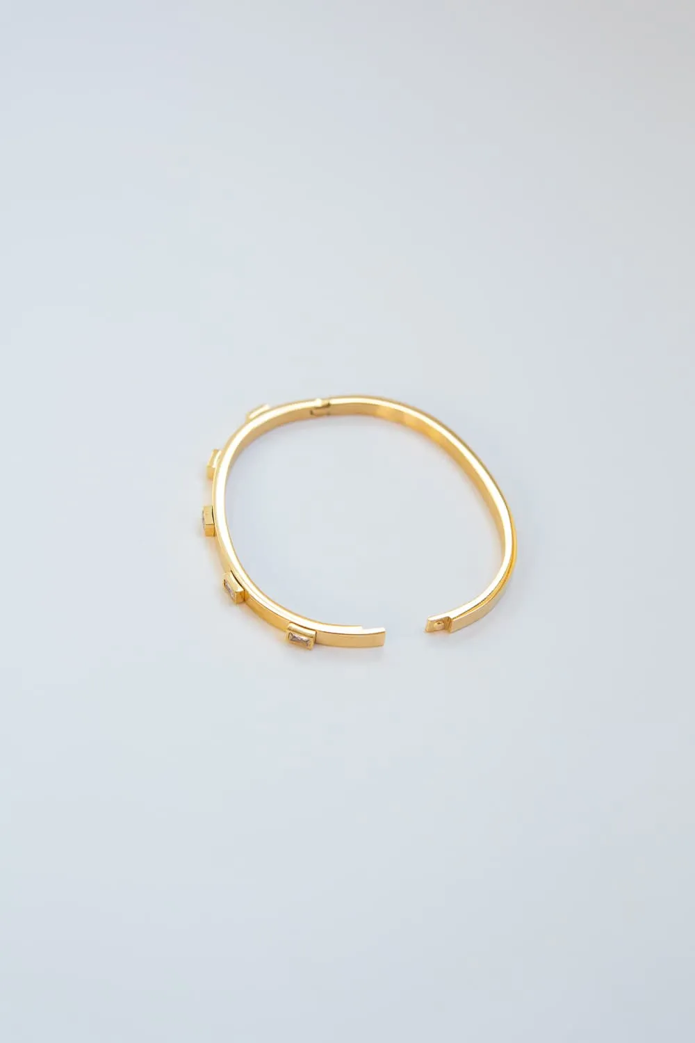 Gold CZ Bezel Set Stacking Bracelet