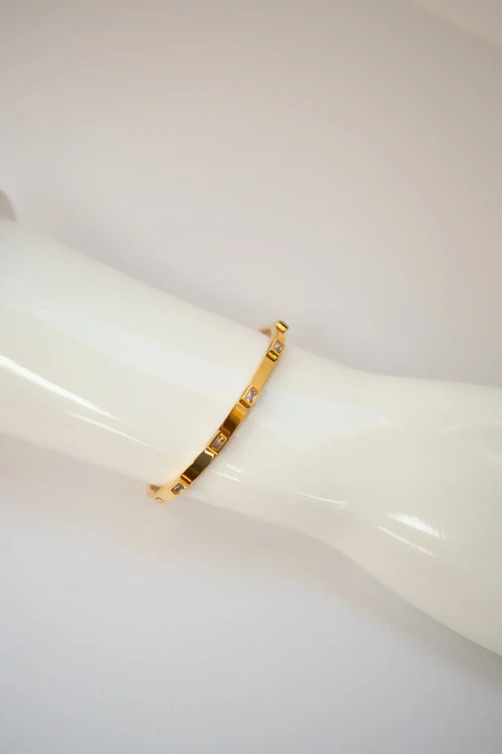 Gold CZ Bezel Set Stacking Bracelet