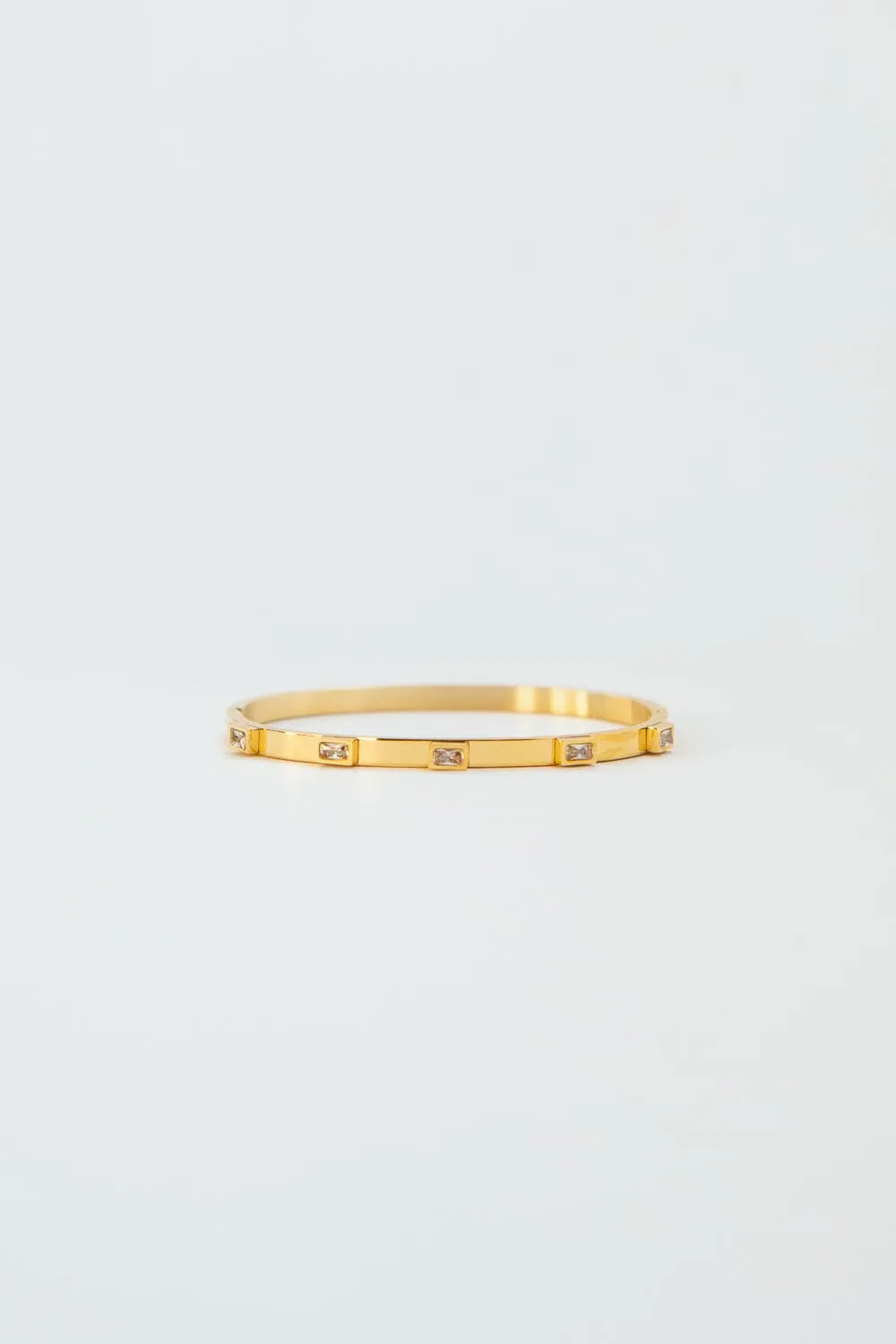 Gold CZ Bezel Set Stacking Bracelet